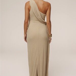 Elegant One-Shoulder Tan Dress